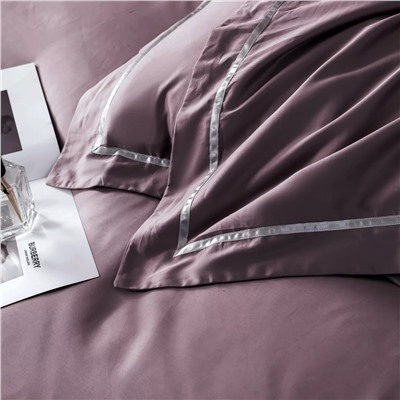 Комплект постельного белья Однотонный Сатин Премиум широкий кант OCPK020