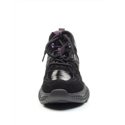 CSJ33-2 VIOLET/BLACK Ботинки спортивные демисезонные женские (натуральная замша, байка) размер 36