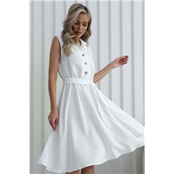 Платье белое без рукавов с поясом
