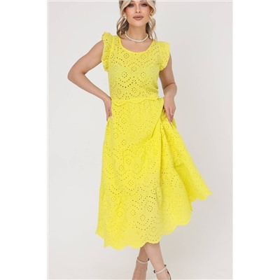 Платье летнее жёлтое из хлопка-ришелье