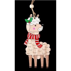Украшение подвесное новогоднее Decor "Лама в шарфе" 13 см, дерево 51110 Erich Krause