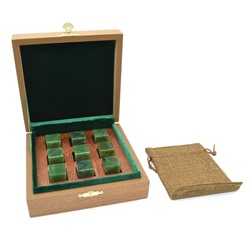 Камни для виски в подарочной упаковке 9 кубиков из нефрита