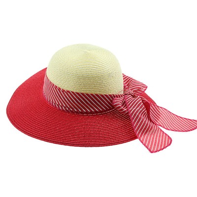 Плетеная шляпа с полями и декоративной лентой