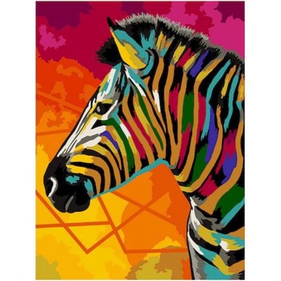 Картина по номерам 30х40 см "Разноцветная зебра" живопись с красками и кистью PNB/R2 №85 ФРЕЯ