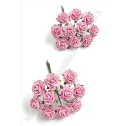 Тайские бумажные цветочки 1,5 см на веточке "Розочка" (20 шт) R8/3, розовый