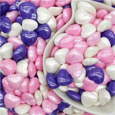 Посыпка кондитерская «Сердечки большие СМЕСЬ» (бело-розово-фиолетовый) 1 кг