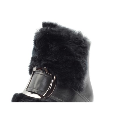 JM715-1 BLACK Ботинки женские зимние (натуральная кожа, натуральный мех) размер 36