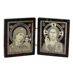 Икона из обсидиана венчальная пара "Иисус, Богородица" 70*85мм