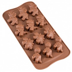 Форма силиконовая для шоколада "Динозавры" 20*10 см, 12 ячеек