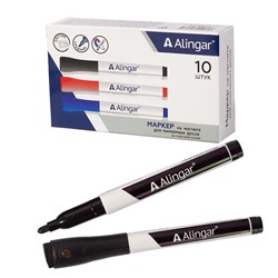 Маркер для белой доски Черный Alingar 2мм с губкой AL-6815