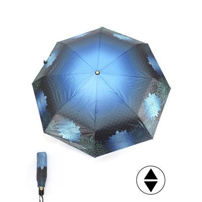 Зонт женский ТриСлона-L 3826 А,  R=58см,  суперавт;  8спиц,  3слож,  "Эпонж",  набивной,  голубой 256248