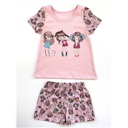 Пижама с шортами "Девочки" розового цвета, размер 98 (супрем)