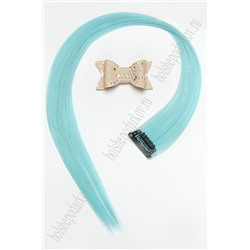 Прядь волос однотонная на заколке (6 шт) SF-3044, голубой