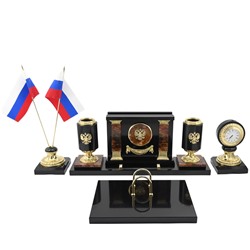 Письменный прибор из яшмы и долерита "Россия" 600*290*165мм