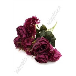 Букет декоративный "Роза с гортензией" 55 см (SF-1549) сливовый