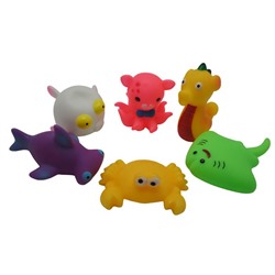 Резиновые игрушки  Морские животные 6шт 21*20см / пакет 667