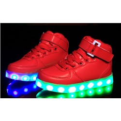 Светящиеся кроссовки с LED подсветкой детские 702, цвет Красный