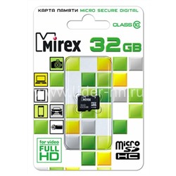 Карта памяти MicroSD 32GB MIREX К10 (без адаптера)