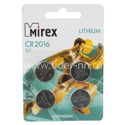 Батарейка литиевая Mirex CR2016/4BL