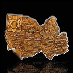 Магнит из бересты г.Новосибирск "Карта" 85*60мм вставка серебро
