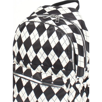 Рюкзак жен текстиль GF-6855,  2отд,  4внеш,  3внут/карм,  черный/бел 256296