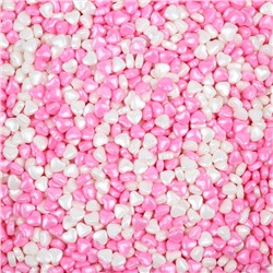 Посыпка кондитерская «Сердечки маленькие СМЕСЬ» (бело-розовый) 1 кг