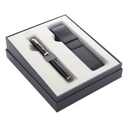 Подарочный набор: ручка перьевая IM Core GIFT 20 (2122002) Black GT M синие чернила + чехол для ручки (1424409) PARKER