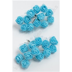 Головки цветков "Розочка" на веточке с сеточкой, 144 шт (SF-043), голубой №10