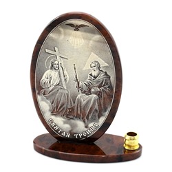 Икона из обсидиана овал со св. "Святая троица" 75*45*95мм