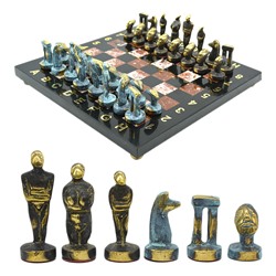 Шахматы подарочные с металлическими фигурами "Кикладский период"  200*200мм