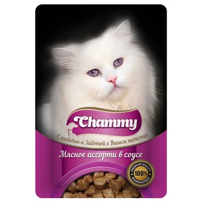 Корм консервированный для кошек "Chammy" мясное ассорти в соусе, 85г АГ