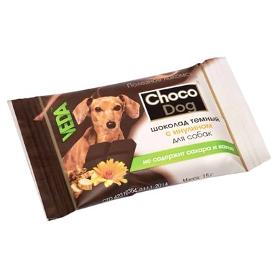 Шоколад для собак темный с инулином 15г Веда АГ