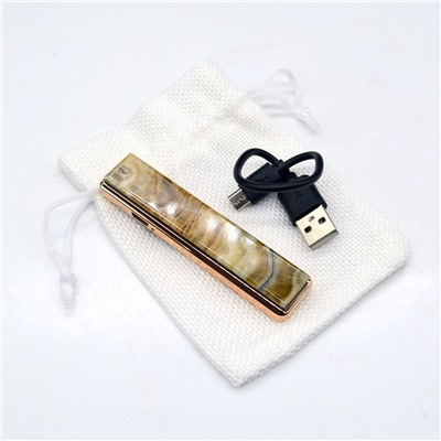 Сувенирная электронная зажигалка USB с камнем оникс