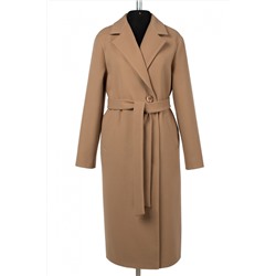 01-11345 Пальто женское демисезонное (пояс) Пальтовая ткань темно-бежевый
