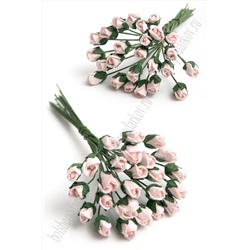 Тайские бумажные цветочки 0,5 см на веточке "Бутон розы" (25 шт) Т1/2, нежно-розовый