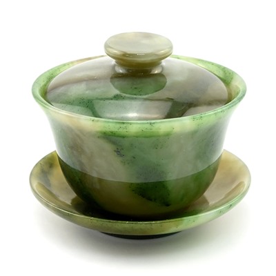 Чайная чаша из камня нефрита "Гайвань" 95*95*75мм