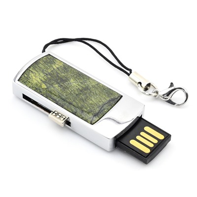 Сувенирная флеш карта USB на 32GB со змеевиком, серебристая