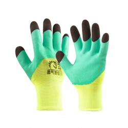 Перчатки Нейлон с латекс покр. черн пальцы (лимонно-зел) уп12шт