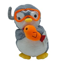 Пингвин в плавательных очках с рыбкой 25см / LXD-PIN