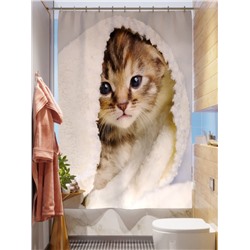 Фотоштора для ванной Котенок в полотенце