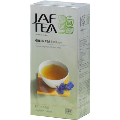 JAF TEA. Зеленый. Earl Grey карт.пачка, 25 пак.