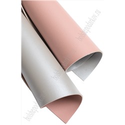 Кожзам двусторонний 1,8 мм, А4 (5 листов) SF-7261, серебро/пыльно-розовый №14А