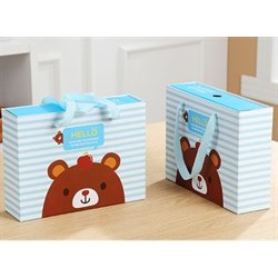 Подарочная коробка "Медведь" выдвижной, цвет: голубой