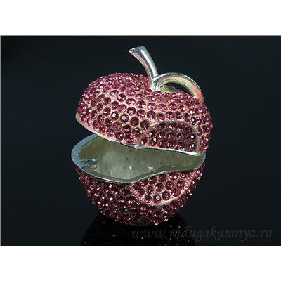Шкатулка яблоко розовое 60*65*70мм (2041)