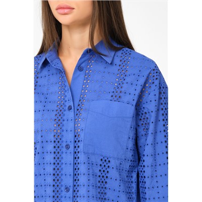 Рубашка укороченная синяя из шитья