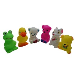 Резиновые игрушки  Зверушки 6шт (зайка,лягушка,мышка,утенок,2 медведя) 21*20см  / пакет 602