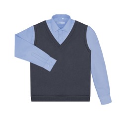Комплект школьной формы с жилетом и голубой рубашкой 60114-22741
