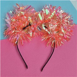 Ободок на голову "Ушки" с мишурой, ярко-розовый, арт. 059.871