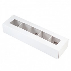 Коробка для 5 конфет с окном 20*5,5*3,5 см, Белая