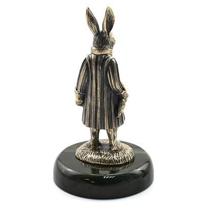 Статуэтка из бронзы "Кролик деловой" на нефрите 80*80*135мм